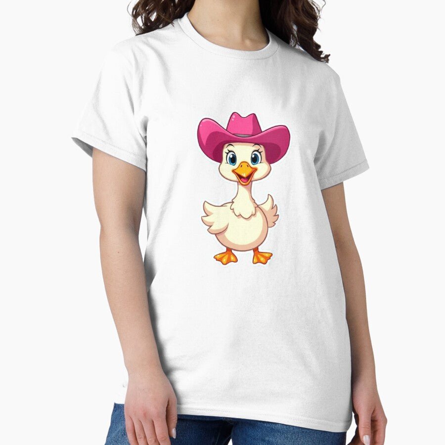 Goose Funny Cartoon Goose In A Pink Cowboy Hat Classic T Shirt