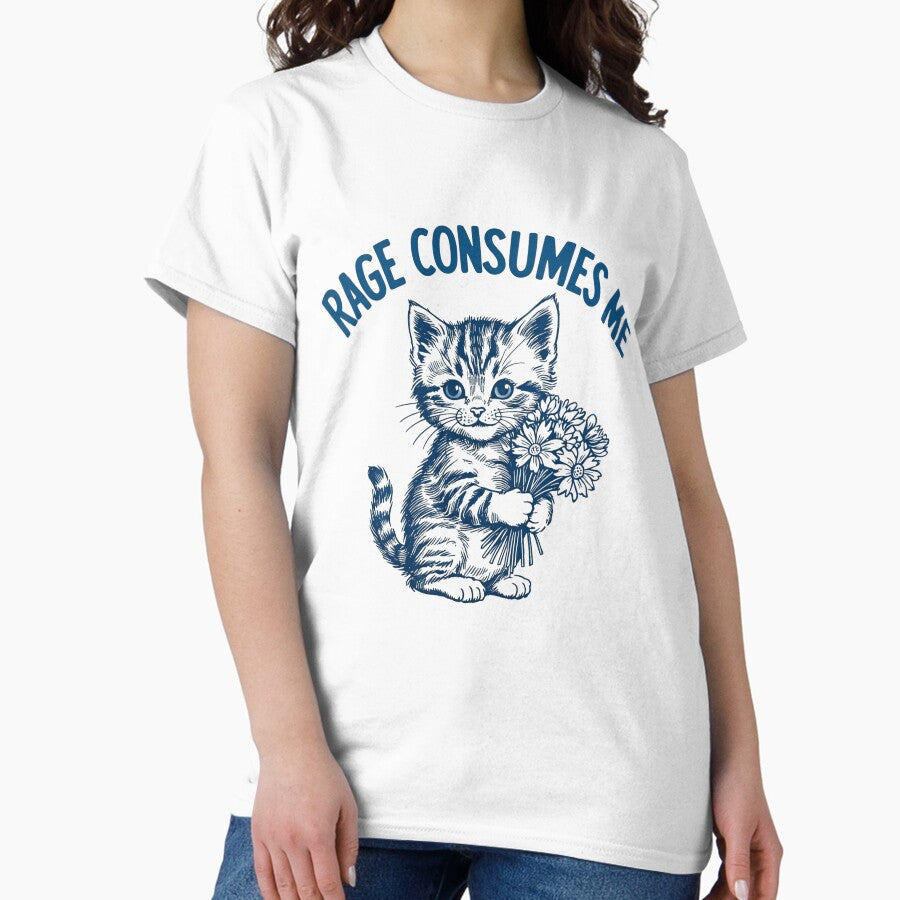 Rage Consumes Me Funny Vintage Kitten Classic T-Shirt