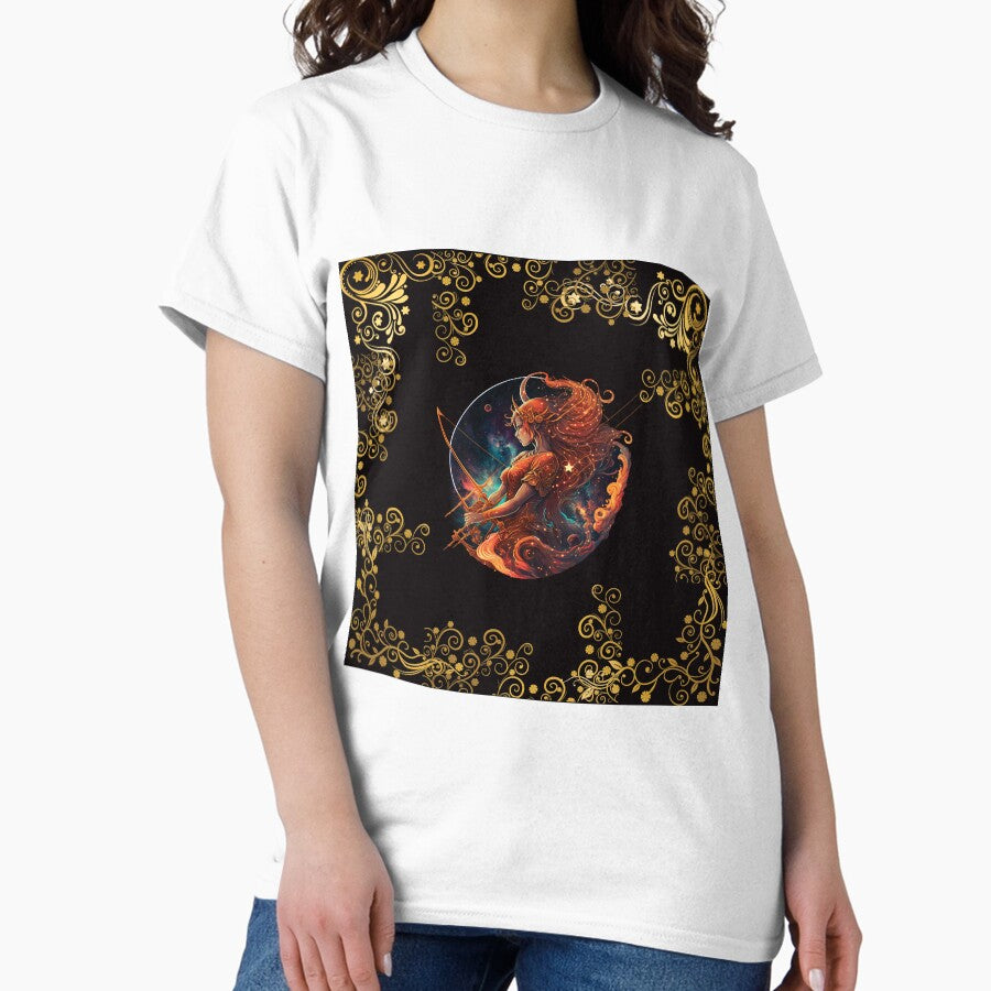SAGITTARIUS ZODIAC SIGN ON BLACK Classic T-Shirt