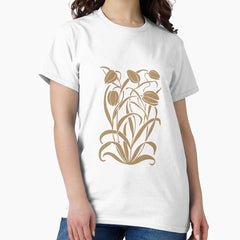 Abstract groovy floral Y2K. Modern trendy minimalist style. Hand drawn. Classic T-Shirt
