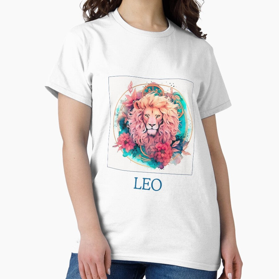 Vibrant Leo zodiac- Horescope/SunSign Theme on white back ground Classic T-Shirt
