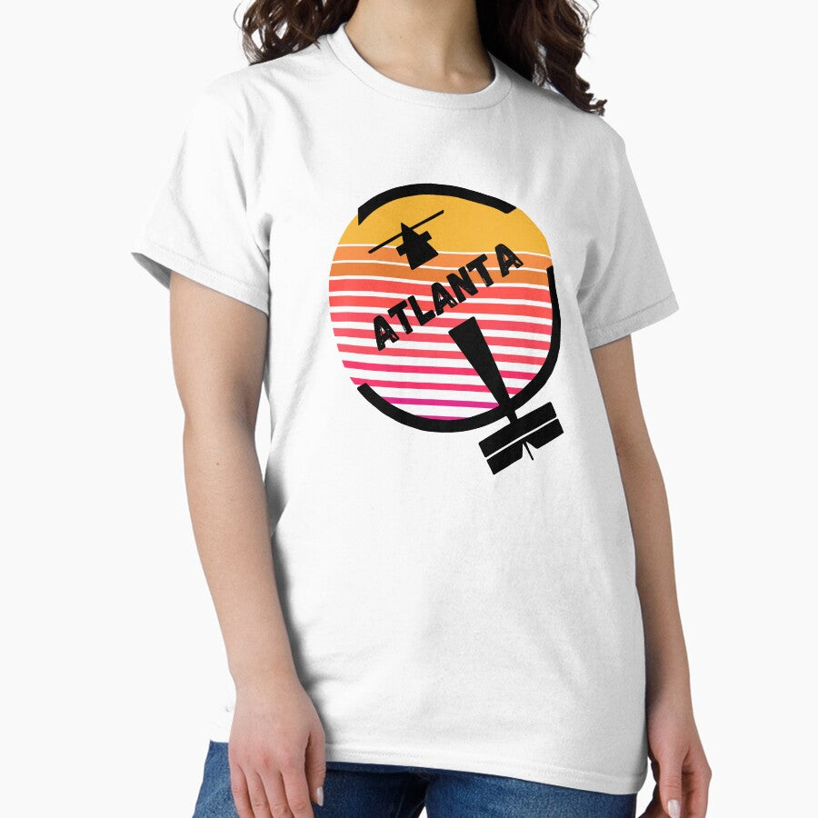 Atl Atlanta Airport Georgia Usa Retro Vintage Sunset Plane Flight Travel Design Classic T Shirt