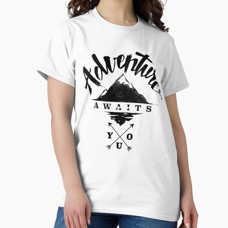 Adventure Awaits You Cool Outdoor Design Fashion Graphic Funny Graphic Tee Mens Vintage Classic T Shirt