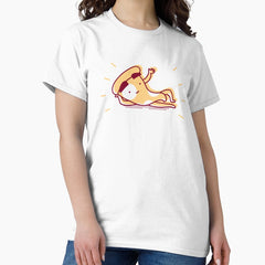 Chill Chilling Cute Cartoon Pepperoni Pizza Pattern Classic T-Shirt