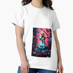 A Woman In A Blue Dress Surrounded By Butterflies Classic T Shirt