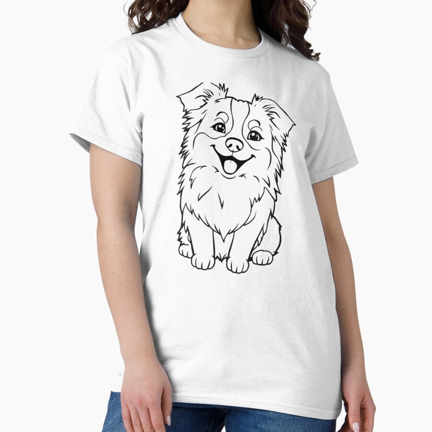 A joyful Australian Shepherd with a beautiful coat chasing a frisbee. Classic T-Shirt
