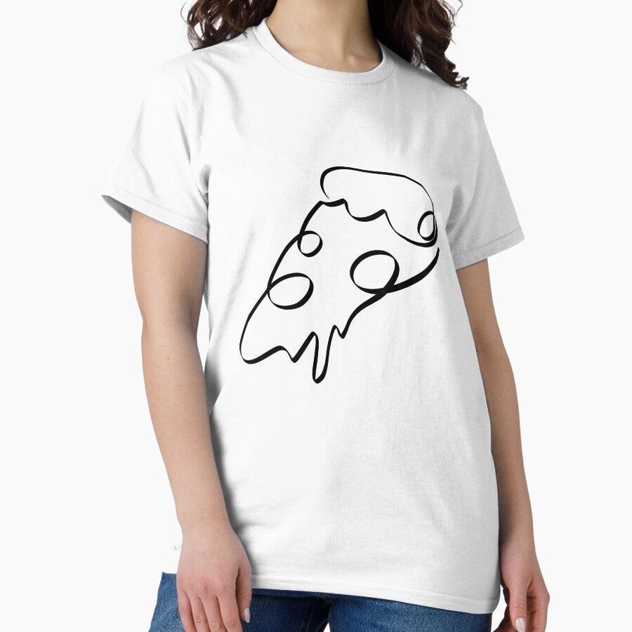 PIZZA PIECE LINE ART | Gourmet is hungry Gourmet chef | To eat is to live Classic T-Shirt