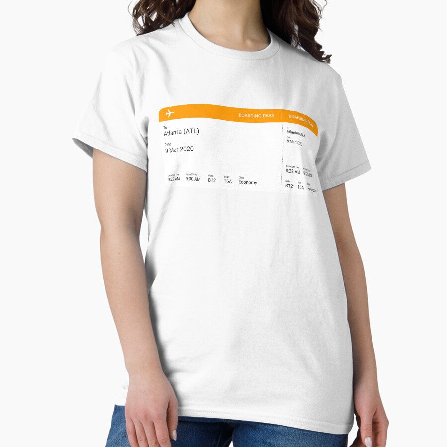 Atlanta Boarding Pass Airline Ticket Classic T Shirt