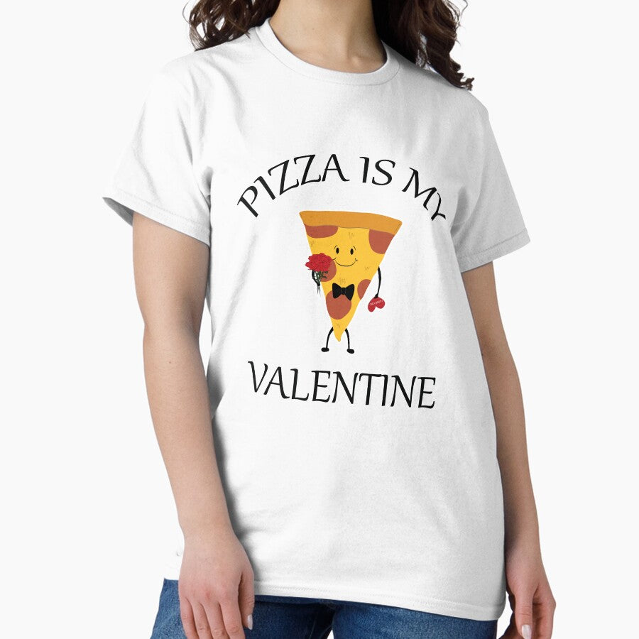 Pizza Is My Valentine bouquet heart card bow tie Classic T-Shirt