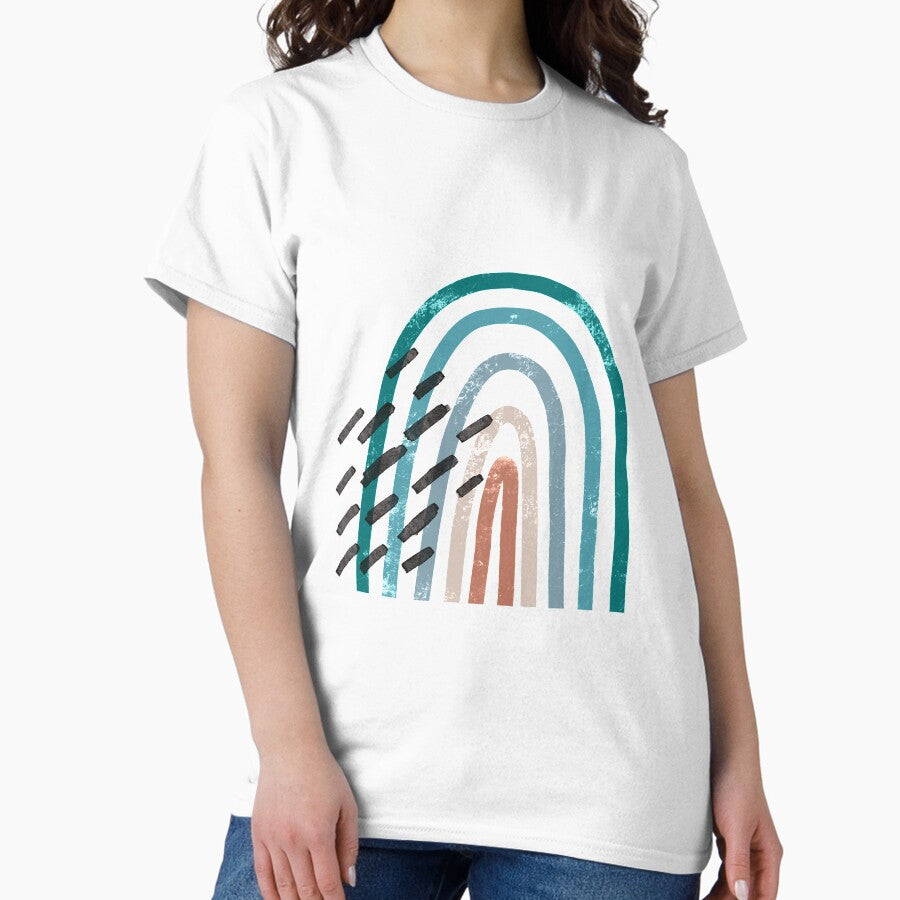 Chic Rainbow Boho Style Blue Classic T Shirt