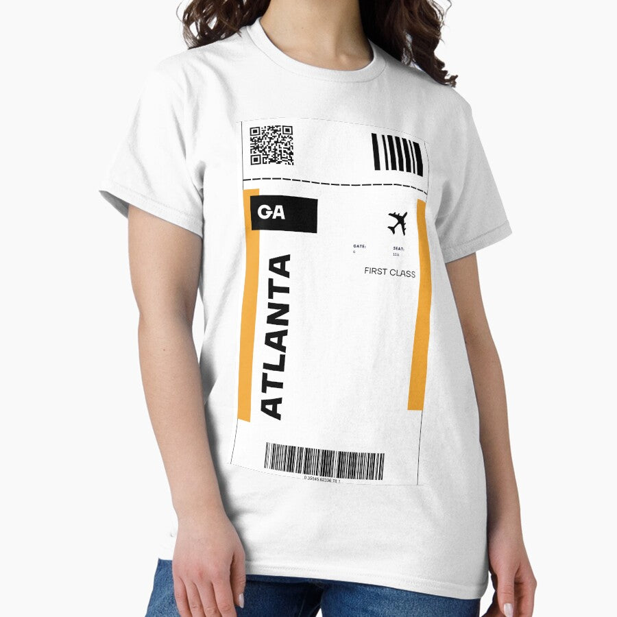 Atlanta Flight Ticket Design - Inspired Travel Ticket Classic T-Shirt