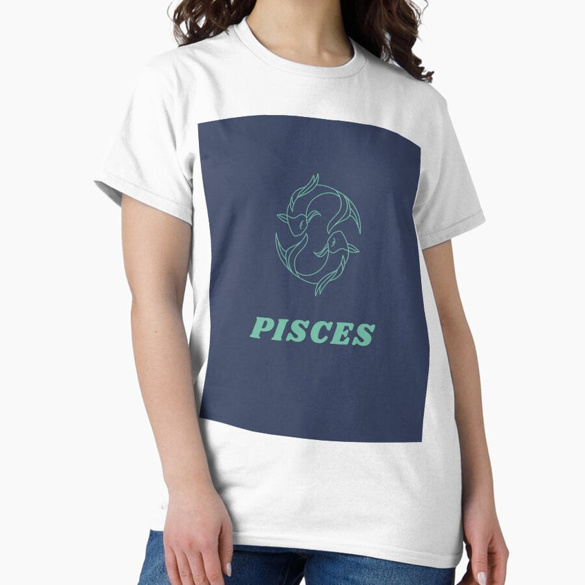 Pisces Fish Blue Zodiac Sign Symbol Classic T-Shirt