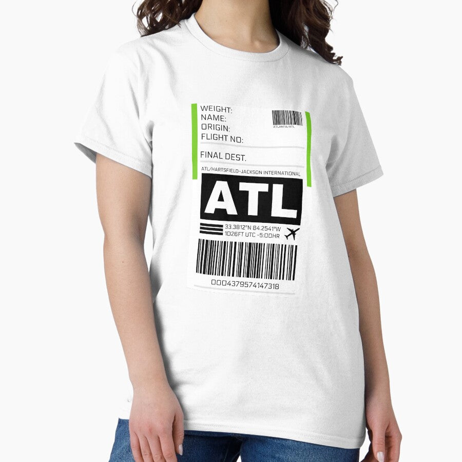 Atl Atlanta Hartsfield Jackson International Airport Luggage Tag Sticker Classic T Shirt