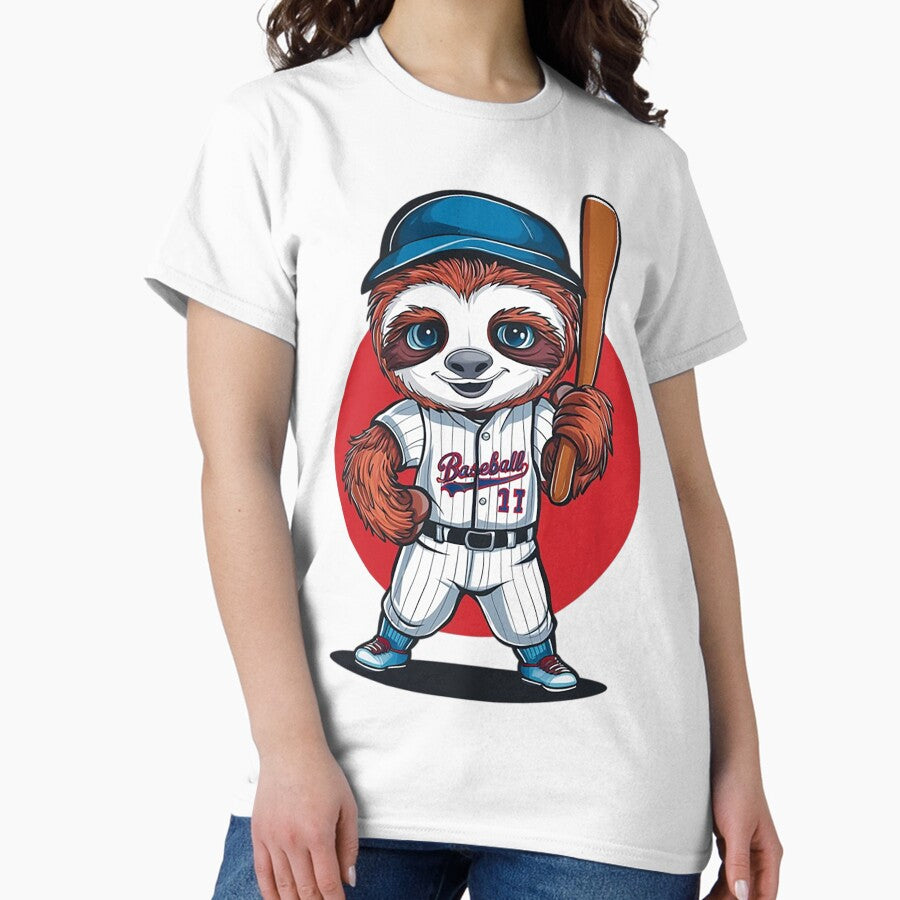Baby Sloth Baseball Player Classic T-Shirt