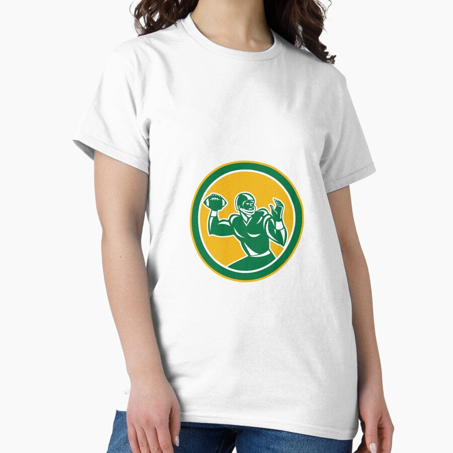 American Football Quarterback Circle Retro Classic T Shirt
