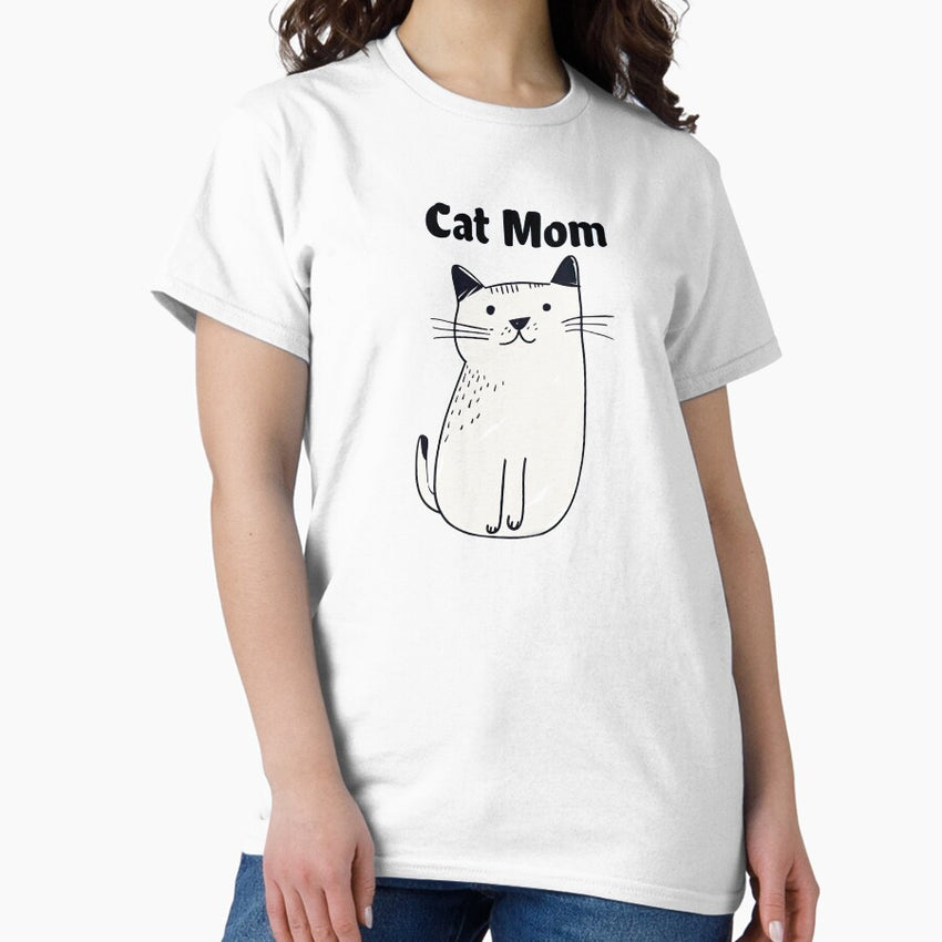 Cat Mom - Black & White Cat Classic T-Shirt