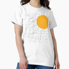 Abstract Lines With Mustard Yellow Circle Classic T Shirt