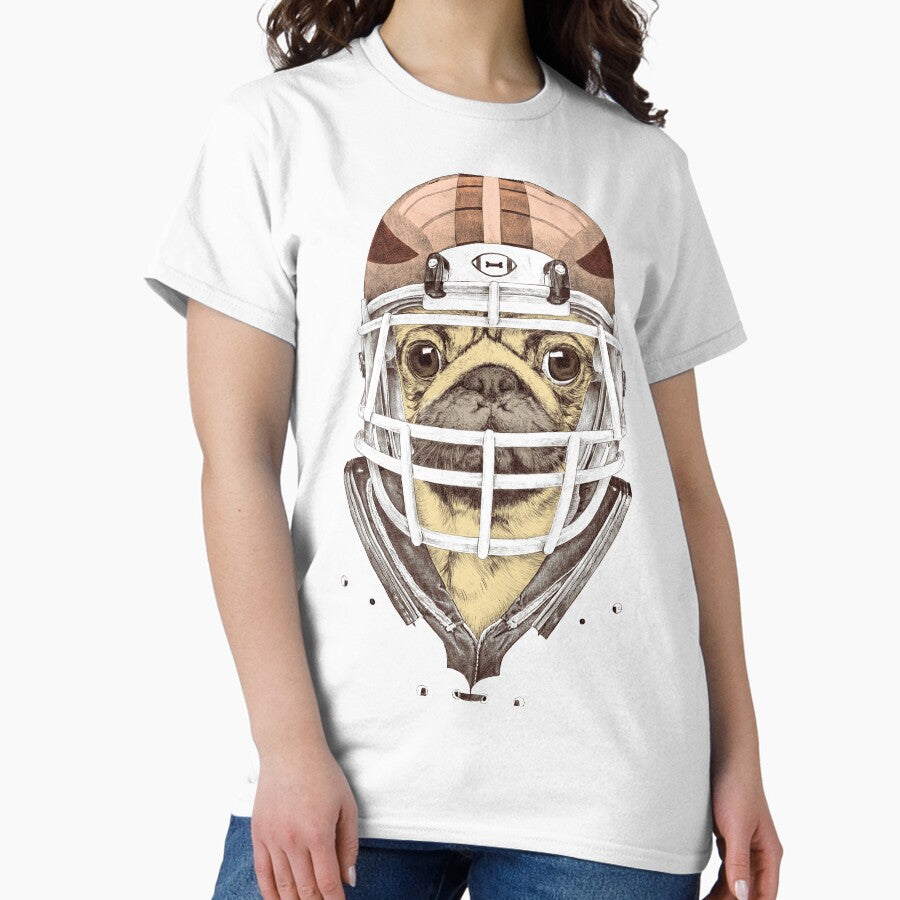 American Pug Football Yellow Classic T-Shirt