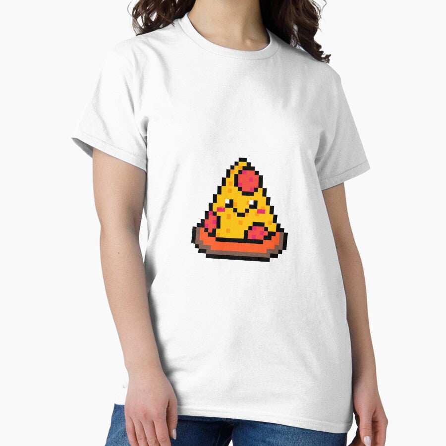8-Bit Smiling Happy Pizza Classic T-Shirt