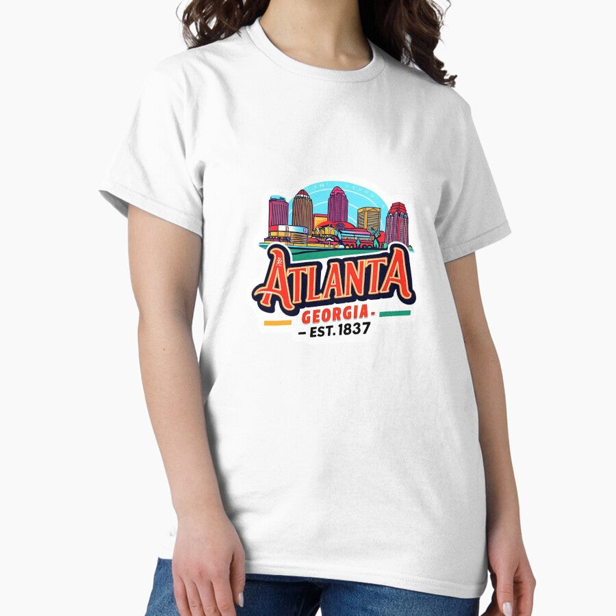Atlanta Georgia Skyline Sticker | Est. 1837 | Peach State Pride Classic T-Shirt