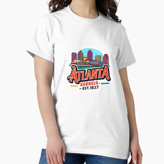 Atlanta Georgia Skyline Sticker | Est. 1837 | Peach State Pride Classic T-Shirt