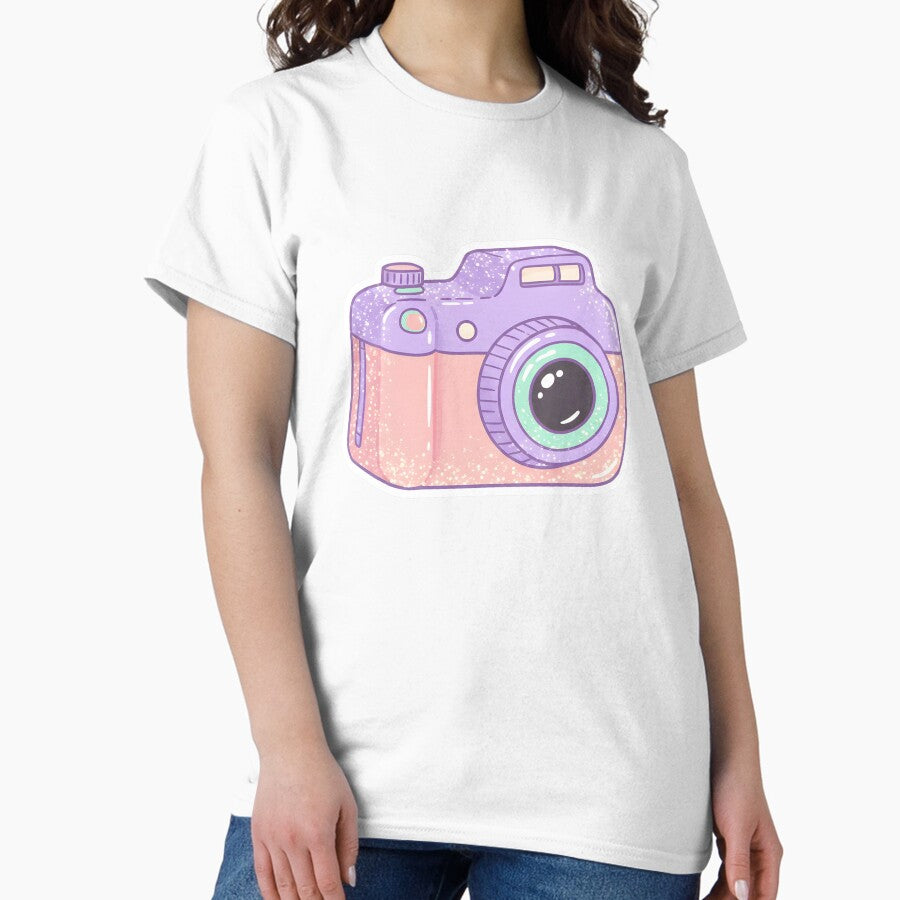 Glittery Pastel Camera Cute Aesthetic Retro Sticker Classic T Shirt
