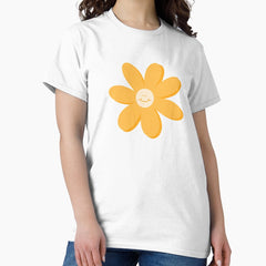 Funky orange retro flower with a happy smile Classic T-Shirt