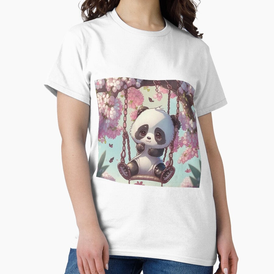 Baby Panda On A Swing With Cherry Classic T Shirt