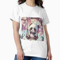 Baby Panda On A Swing With Cherry Classic T Shirt