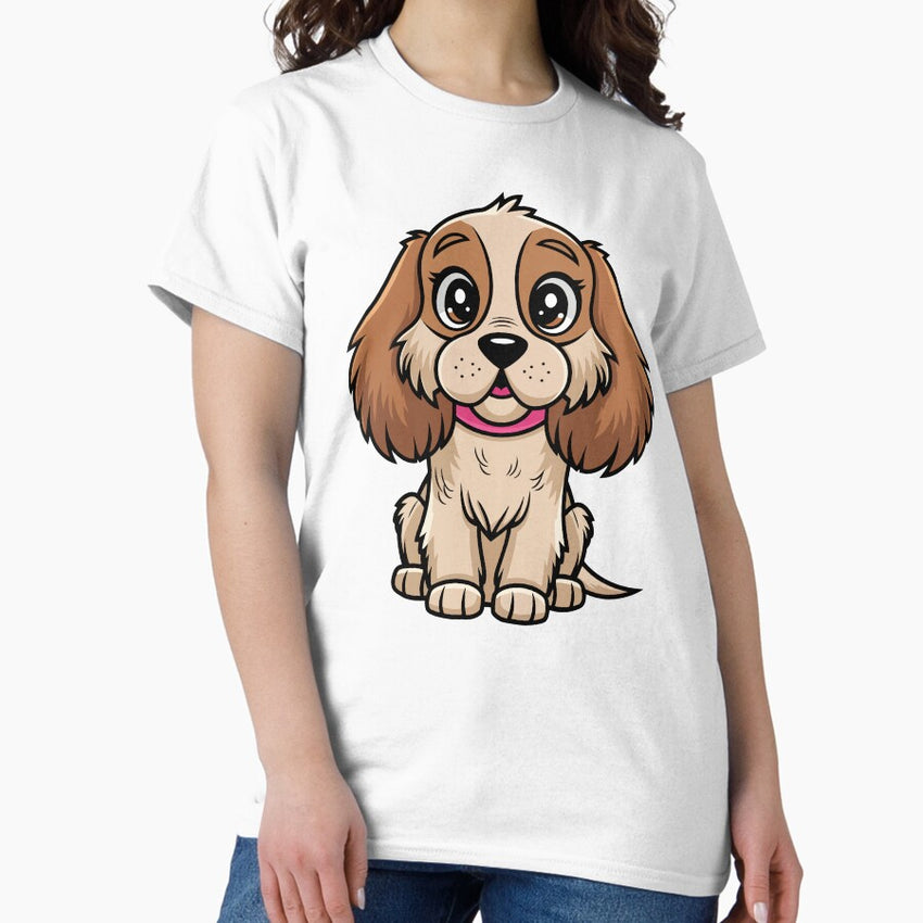 Adorable Spaniel Dog Cute Fluffy Puppy Art Classic T Shirt