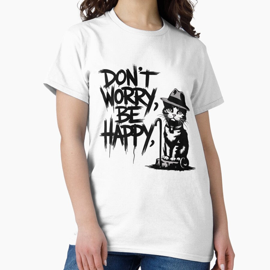 Banksy Cat - Dont Worry Be Happy Classic T-Shirt
