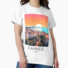 A Pop Art Travel Print Of Cannes France Classic T Shirt