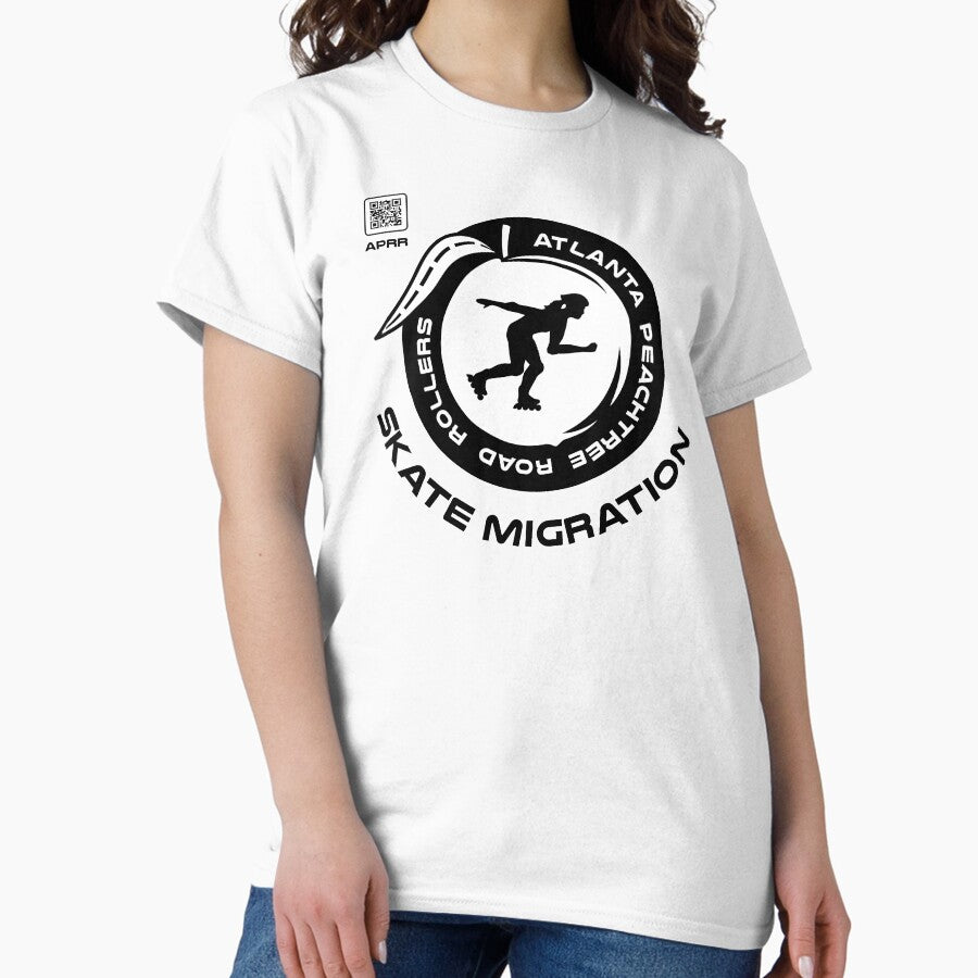 Aprr Atlanta Skate Club Logo Bw Skatem With Qr Code Classic T Shirt