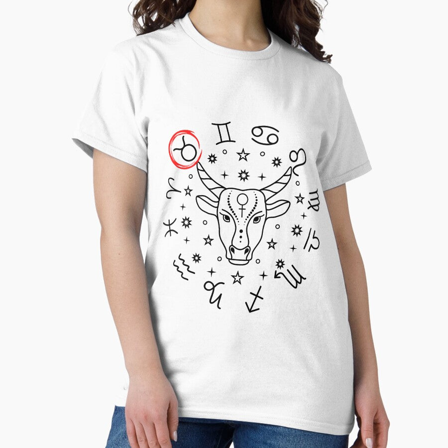Taurus Zodiac Sign Bull Horoscope Symbol Mono Classic T-Shirt