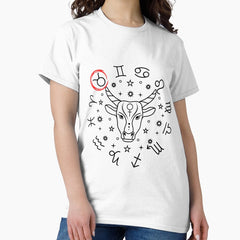 Taurus Zodiac Sign Bull Horoscope Symbol Mono Classic T-Shirt