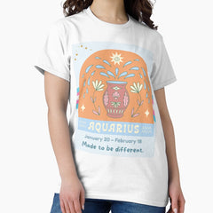 Aquarius Zodiac Sign Minimal Elegant Astrology Design Classic T Shirt