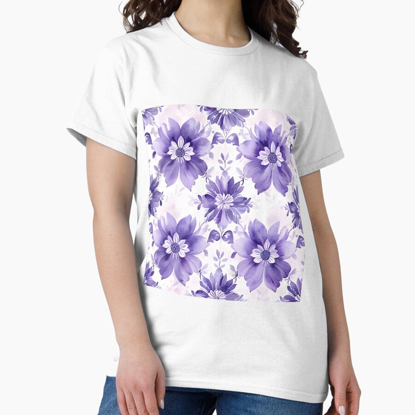 Water Color Floral, Lavender Classic T-Shirt