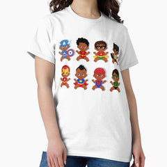 African American Superhero baby ,Superhero Multicultural Baby Costumes , SuperBaby Boys Clipart. Classic T-Shirt