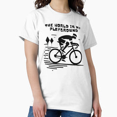 Adventure Awaits Minimalist Cycling Design Explore The World Travel Inspiration Bicycle Enthusiast Art Wanderlust Motivation Classic T Shirt