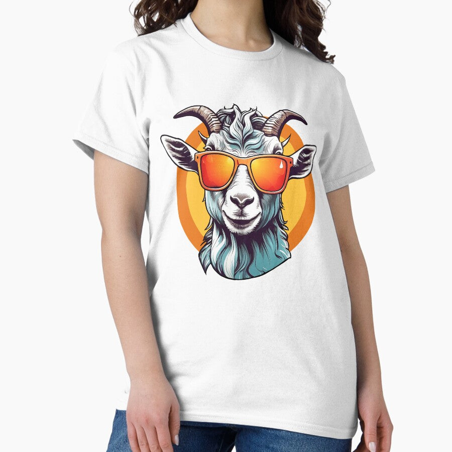 Cool Colourful Goat in Sunglasses Classic T-Shirt
