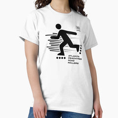 Aprr Atlanta Skate Club Skater Motion Lines Bw With Qr Code Classic T Shirt