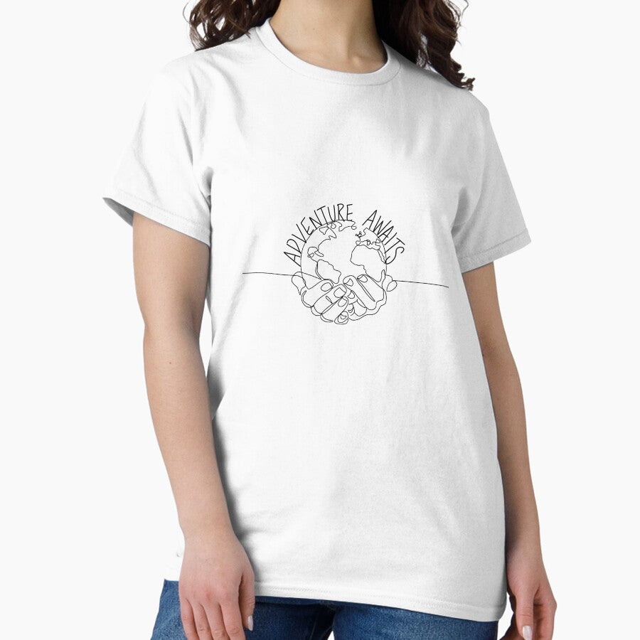 Adventure Awaits Line Drawing Classic T Shirt