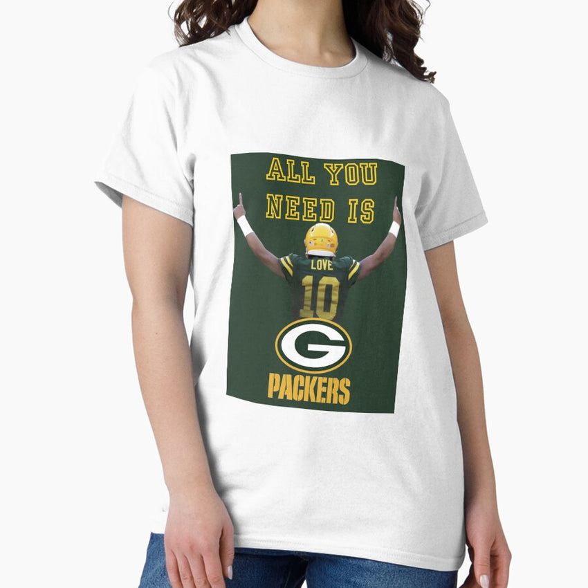 "All you need is LOVE" Jordan Love Greenbay Packers Merch Classic T-Shirt