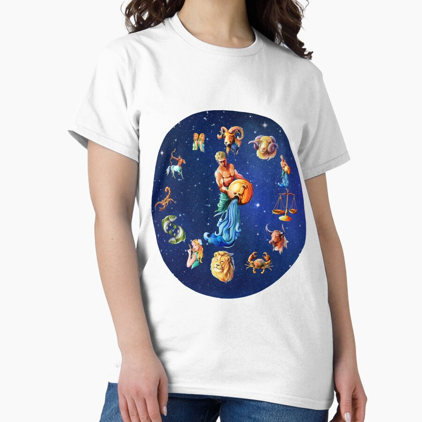 Aqaurius Clock Star Signs Horoscope Classic T-Shirt