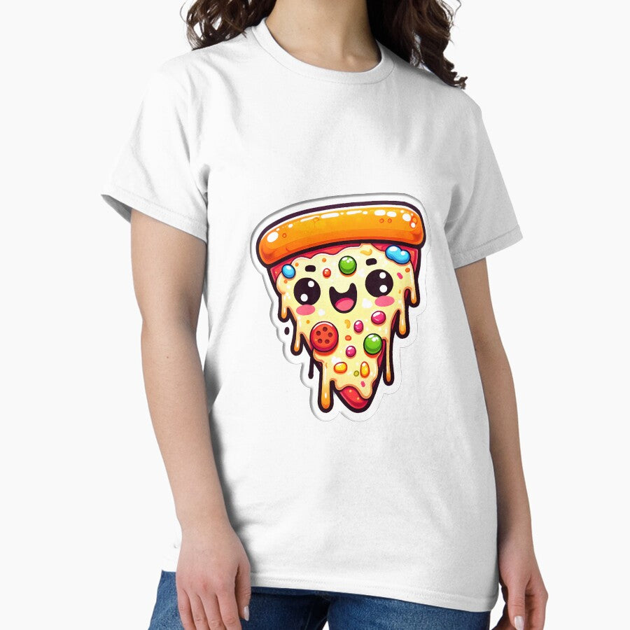 Cheerful Cheese: The Happy Pizza Slice Classic T-Shirt