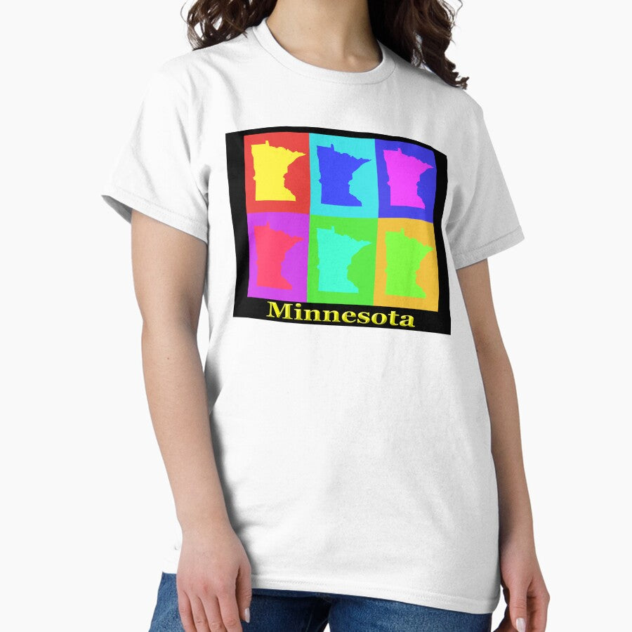 Colorful Minnesota State Pop Art Map Classic T-Shirt