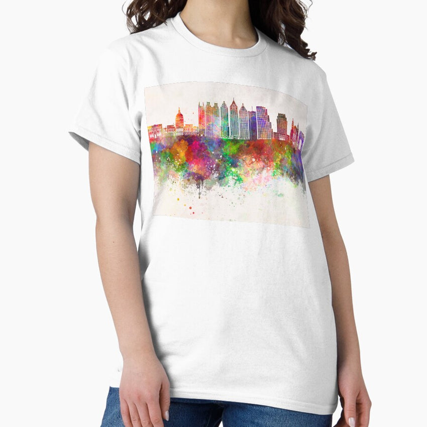 Atlanta V2 skyline in watercolor background Classic T-Shirt