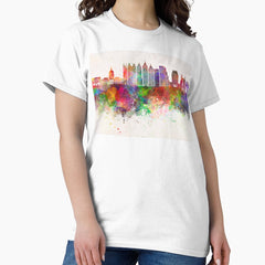 Atlanta V2 skyline in watercolor background Classic T-Shirt
