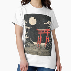 A Red Floating Torii Gate Of Itsukushima Shrine Linocut Classic T Shirt