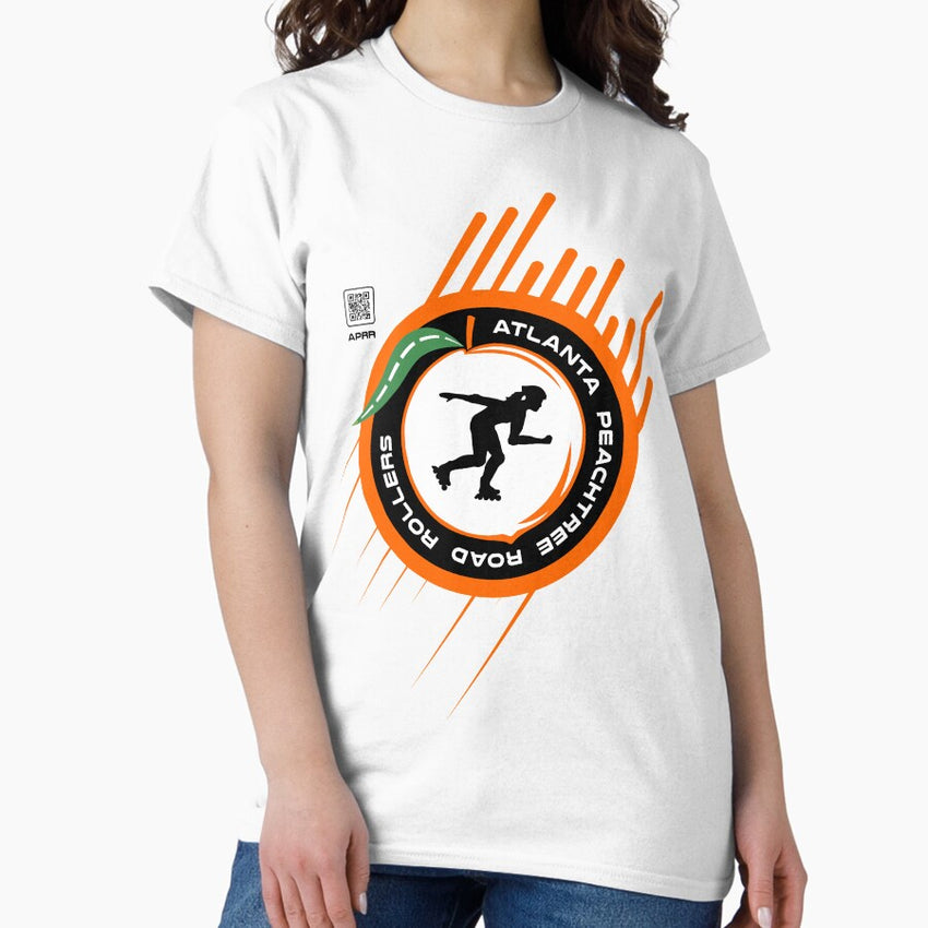 Aprr Atlanta Skate Club Color Motion Lines Skater With Qr Code Classic T Shirt